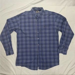 Cinch Mens Shirt Button Up Long Sleeve Blue Plaid Cotton Casual Size XL